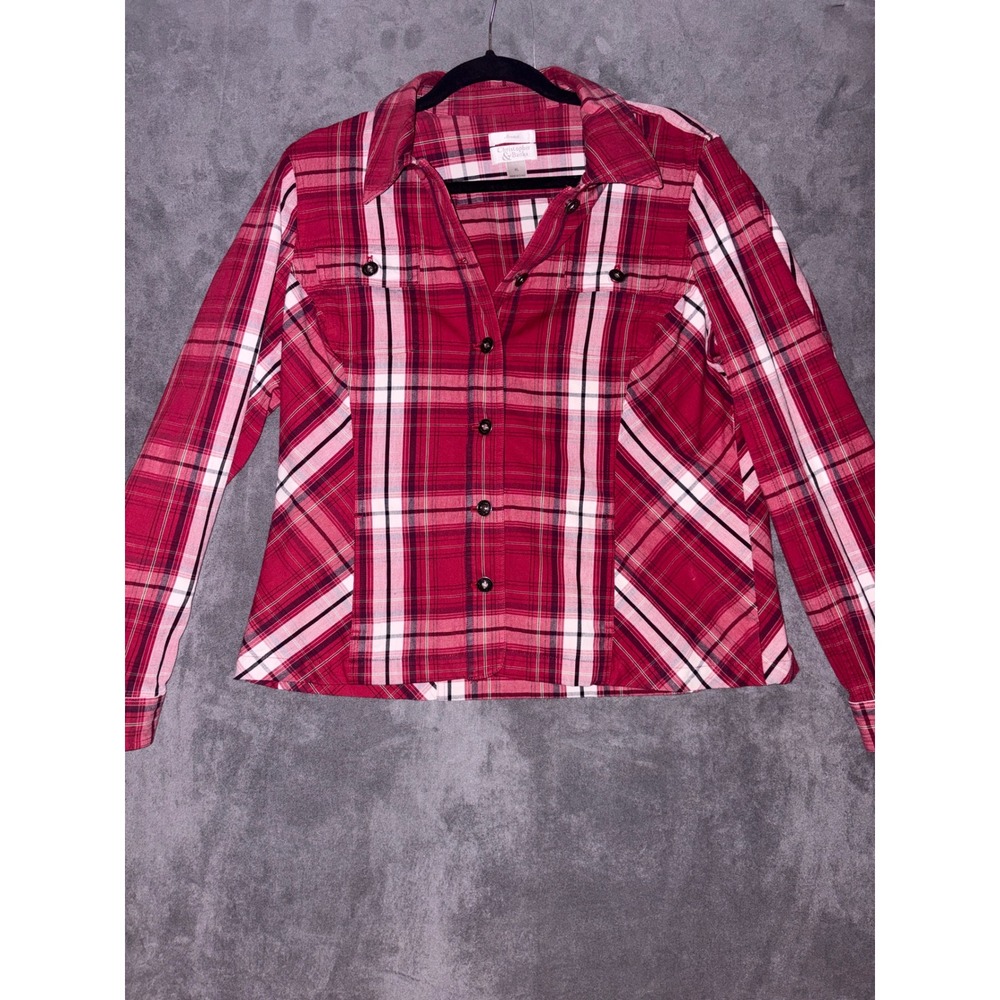 Red Plaid Button Down XL Long Sleeve Top